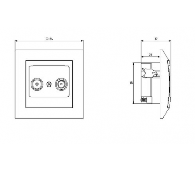 Gniazdo RTV przelotowe 16-dB Czarny matowy Ospel Impresja