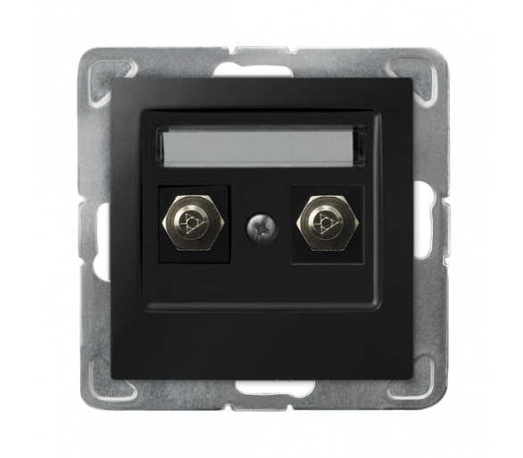 Gniazdo ekwipotencjalne podwójne Czarny matowy Ospel Impresja