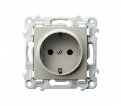 Gniazdo pojedyncze z uziemieniem schuko z przesłonami torów prądowych Kaszmirowy beż Ospel Szafir