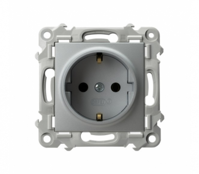 Gniazdo pojedyncze z uziemieniem schuko Srebro Ospel Szafir
