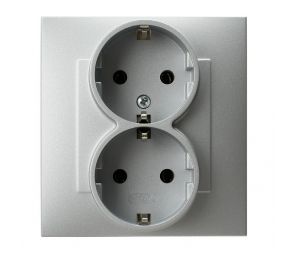 Gniazdo podwójne z uziemieniem schuko Srebro Ospel Szafir