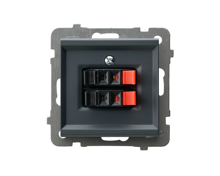 Gniazdo głośnikowe podwójne Szary grafit Ospel Sonata