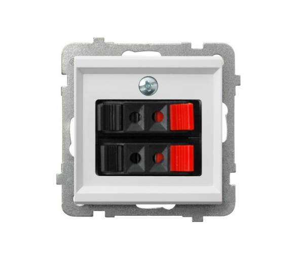 Gniazdo głośnikowe podwójne Biały mat Ospel Sonata