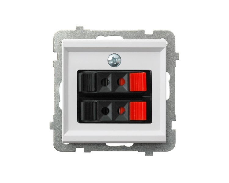 Gniazdo głośnikowe podwójne Biały mat Ospel Sonata