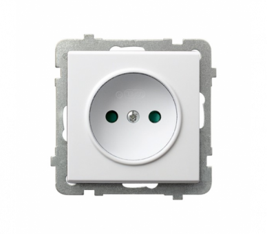 Gniazdo pojedyncze z przesłonami torów prądowych Biały mat Ospel Sonata