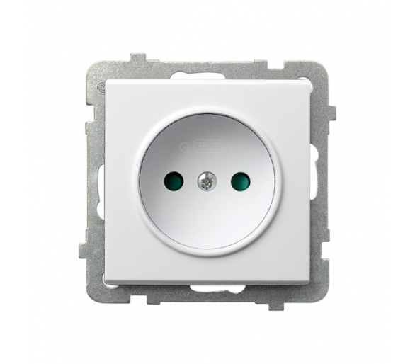 Gniazdo pojedyncze z przesłonami torów prądowych Biały mat Ospel Sonata