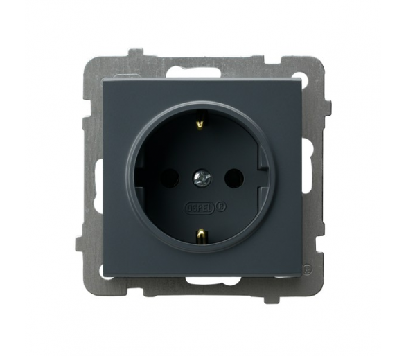 Gniazdo pojedyncze z uziemieniem schuko Szary grafit Ospel Sonata