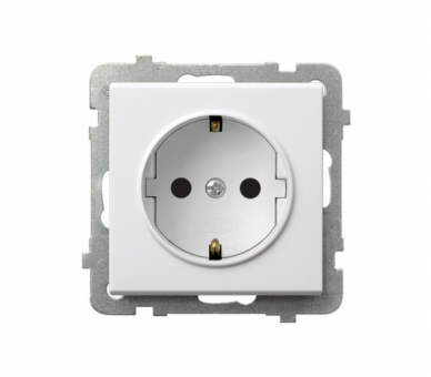 Gniazdo pojedyncze z uziemieniem schuko Biały mat Ospel Sonata