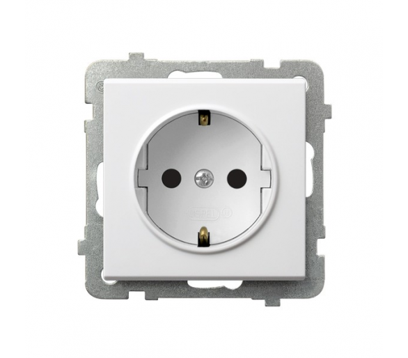 Gniazdo pojedyncze z uziemieniem schuko Biały mat Ospel Sonata