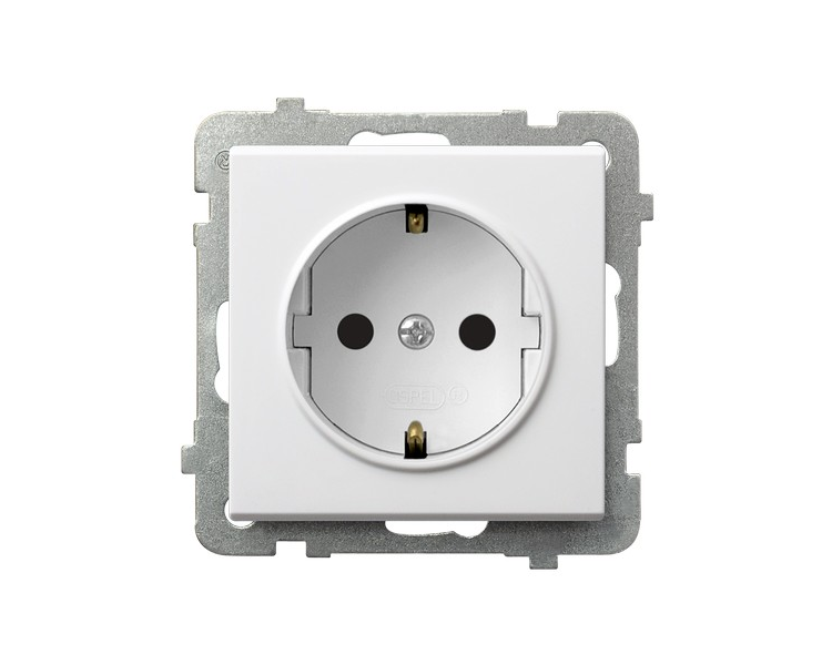Gniazdo pojedyncze z uziemieniem schuko Biały mat Ospel Sonata