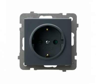 Gniazdo pojedyncze z uziemieniem schuko z przesłonami torów prądowych Szary grafit Ospel Sonata