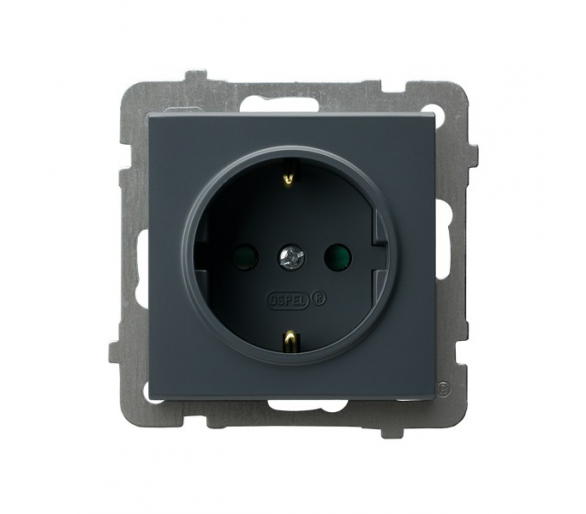 Gniazdo pojedyncze z uziemieniem schuko z przesłonami torów prądowych Szary grafit Ospel Sonata