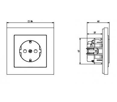 Gniazdo pojedyncze z uziemieniem schuko z przesłonami torów prądowych, z ładowarką USB A+C Srebro mat Ospel Sonata
