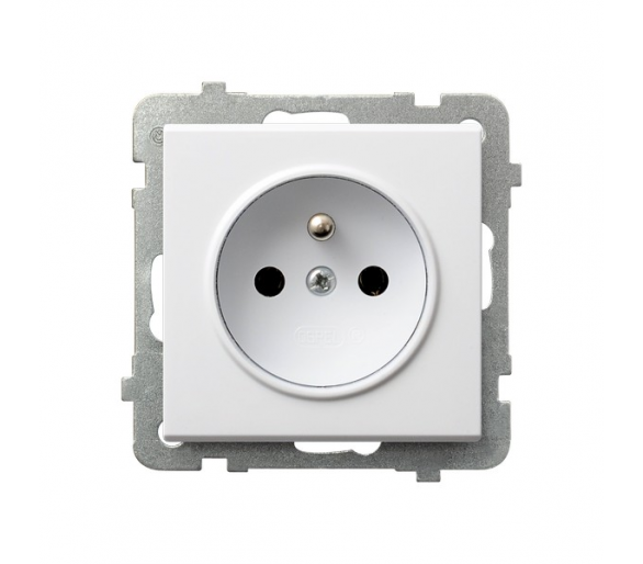 Gniazdo pojedyncze z uziemieniem Biały mat Ospel Sonata