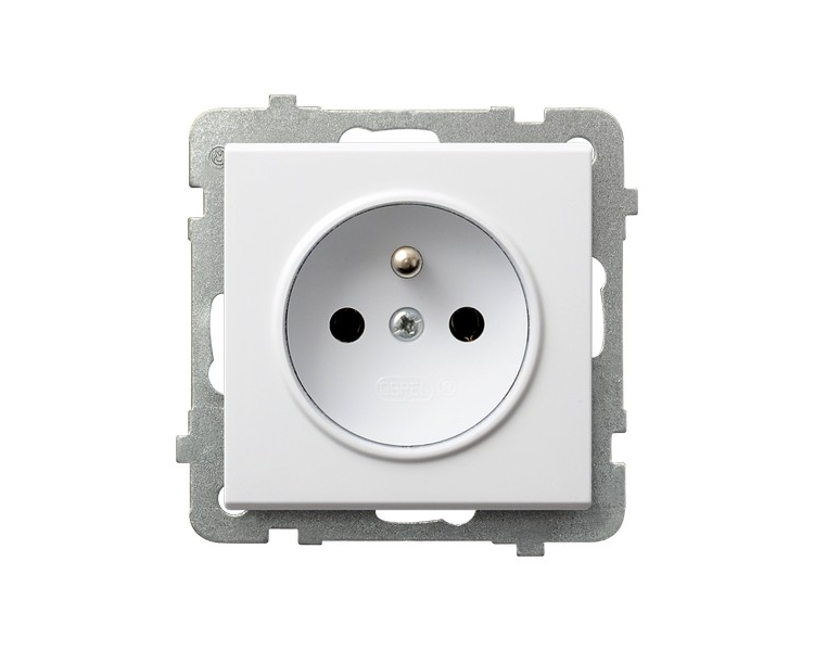 Gniazdo pojedyncze z uziemieniem Biały mat Ospel Sonata