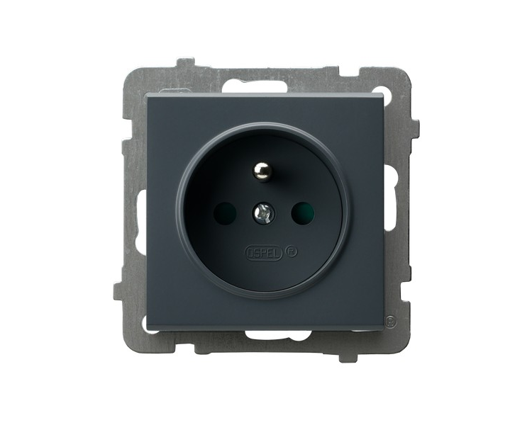 Gniazdo pojedyncze z uziemieniem z przesłonami torów prądowych Szary grafit Ospel Sonata