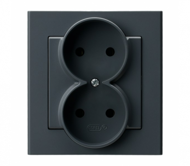 Gniazdo podwójne kompletne z ramką Szary grafit Ospel Sonata