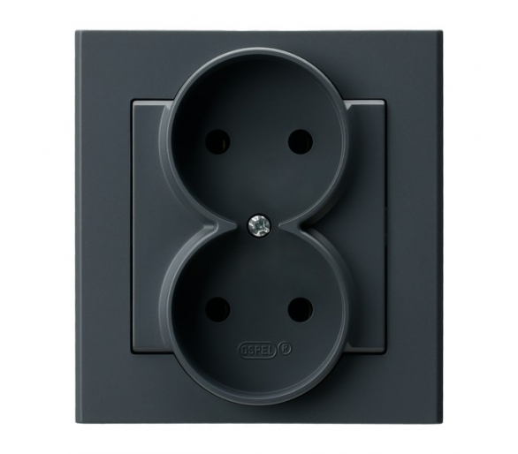 Gniazdo podwójne kompletne z ramką Szary grafit Ospel Sonata