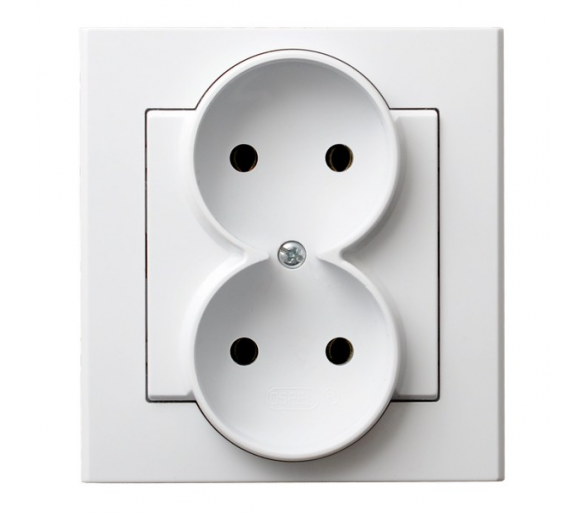 Gniazdo podwójne kompletne z ramką Biały mat Ospel Sonata