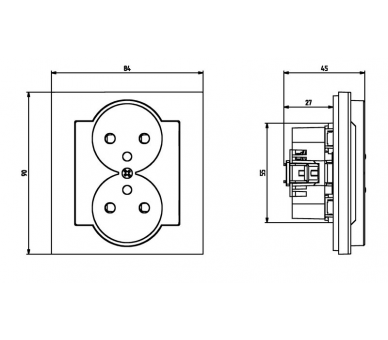 Gniazdo podwójne kompletne z ramką Biały mat Ospel Sonata