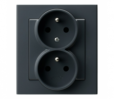Gniazdo podwójne z uziemieniem z funkcją niezamienności faz, kompletne z ramką Szary grafit Ospel Sonata