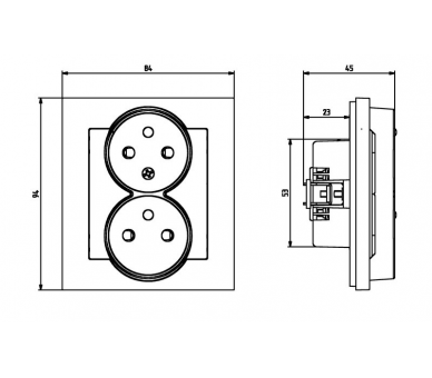 Gniazdo podwójne z uziemieniem z funkcją niezamienności faz, kompletne z ramką Biały mat Ospel Sonata