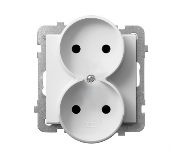 Gniazdo podwójne moduł bez ramki Biały mat Ospel Sonata