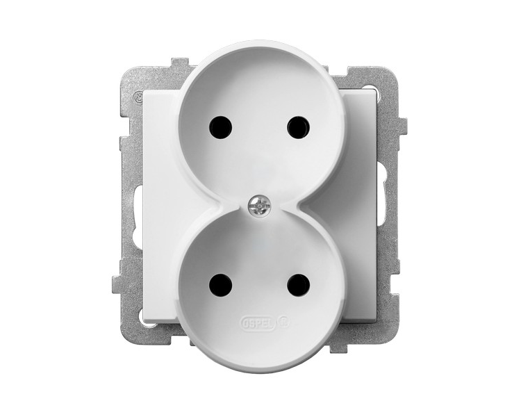 Gniazdo podwójne moduł bez ramki Biały mat Ospel Sonata