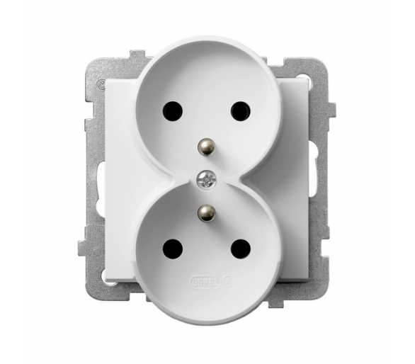 Gniazdo podwójne z uziemieniem moduł bez ramki (do ramek 4mm) Biały Ospel Sonata