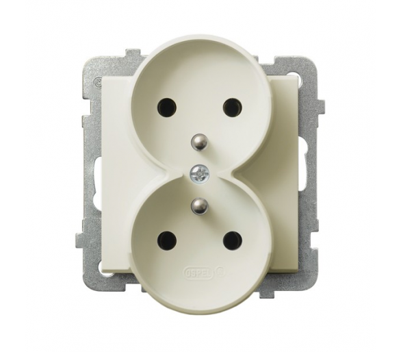 Gniazdo podwójne z uziemieniem moduł bez ramki (do ramek 4mm) Ecru Ospel Sonata