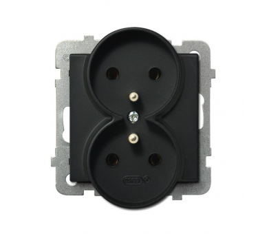 Gniazdo podwójne z uziemieniem moduł bez ramki (do ramek 4mm) Czarny matowy Ospel Sonata