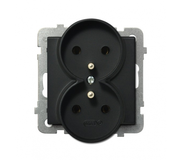 Gniazdo podwójne z uziemieniem moduł bez ramki (do ramek 4mm) Czarny matowy Ospel Sonata