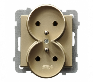 Gniazdo podwójne z uziemieniem moduł bez ramki (do ramek 4mm) Szampański złoty Ospel Sonata
