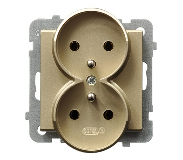 Gniazdo podwójne z uziemieniem moduł bez ramki (do ramek 4mm) Szampański złoty Ospel Sonata