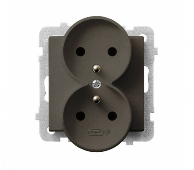 Gniazdo podwójne z uziemieniem moduł bez ramki (do ramek 4mm) Czekoladowy metalik Ospel Sonata