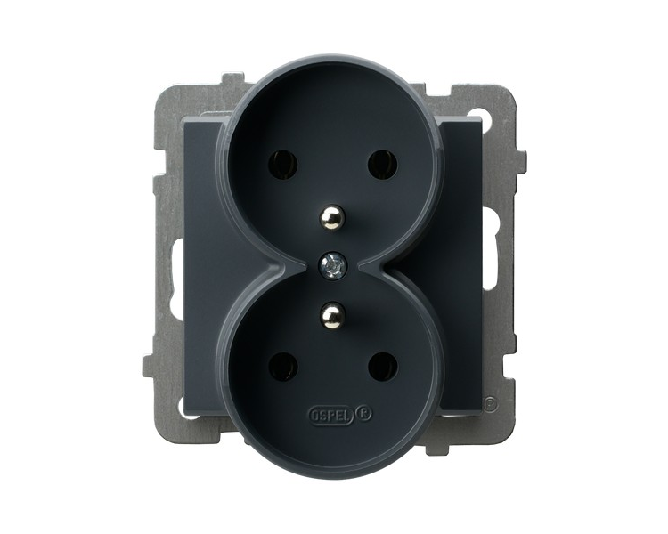 Gniazdo podwójne z uziemieniem moduł bez ramki (do ramek 4mm) Szary grafit Ospel Sonata