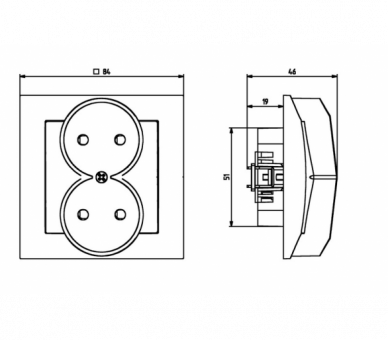 Gniazdo podwójne z przesłonami torów prądowych, moduł bez ramki Biały mat Ospel Sonata