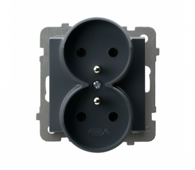 Gniazdo podwójne z uziemieniem moduł bez ramki Szary grafit Ospel Sonata