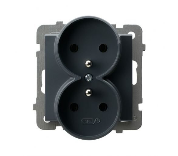Gniazdo podwójne z uziemieniem moduł bez ramki Szary grafit Ospel Sonata