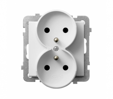 Gniazdo podwójne z uziemieniem moduł bez ramki Biały mat Ospel Sonata