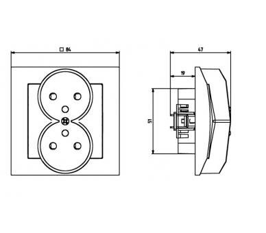 Gniazdo podwójne z uziemieniem moduł bez ramki Biały mat Ospel Sonata