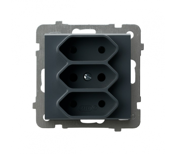 Gniazdo potrójne EURO Szary grafit Ospel Sonata