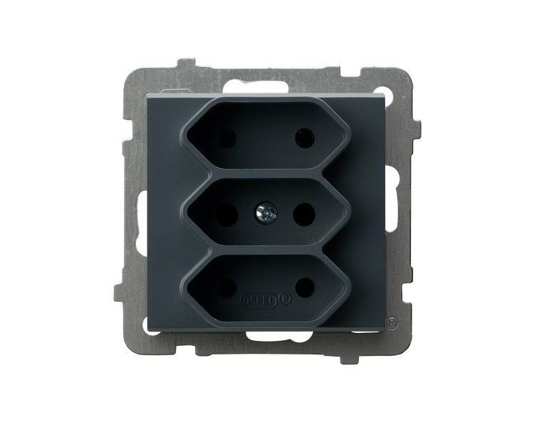 Gniazdo potrójne EURO Szary grafit Ospel Sonata