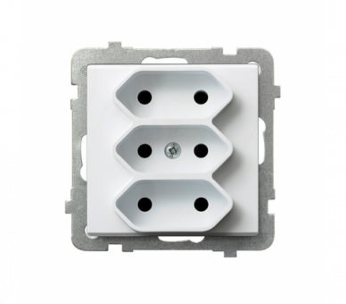 Gniazdo potrójne EURO Biały mat Ospel Sonata