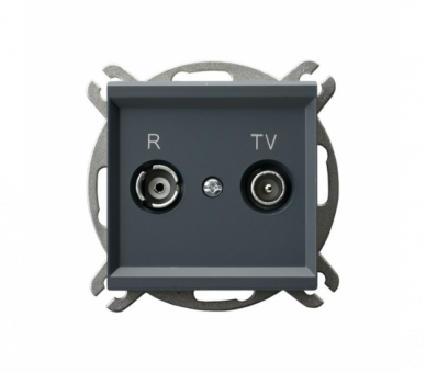 Gniazdo RTV zakończeniowe Szary grafit Ospel Sonata