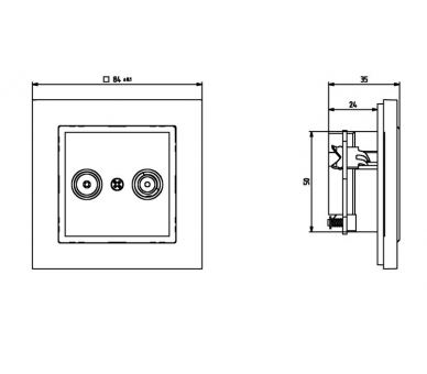 Gniazdo RTV przelotowe 16-dB Biały mat Ospel Sonata