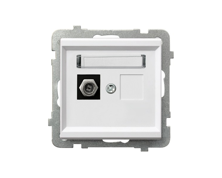 Gniazdo antenowe typu F pojedyncze Biały mat Ospel Sonata