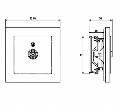 Gniazdo antenowe typu F pojedyncze Biały mat Ospel Sonata