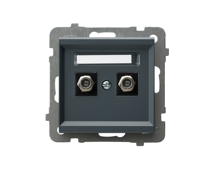 Gniazdo antenowe typu F podwójne Szary grafit Ospel Sonata