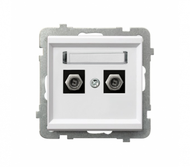 Gniazdo antenowe typu F podwójne Biały mat Ospel Sonata